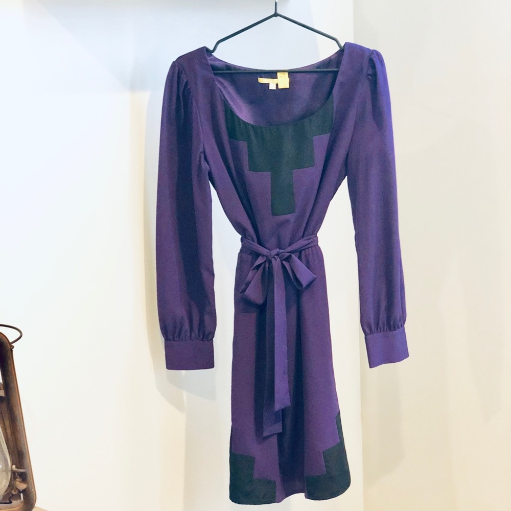 Gianni Bini long sleeve purple and black dress